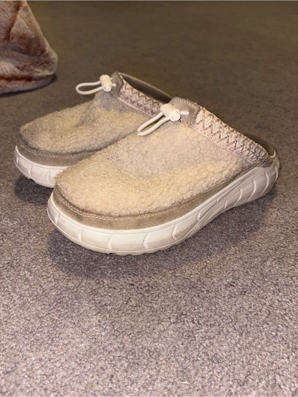 UGG Cream Shearling Slip-On Slippers with Toggle